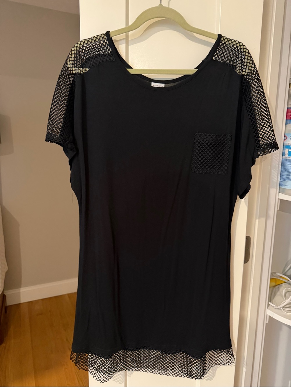 Women’s jersey and mesh coverup dress